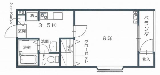アピア松井(1K/2階)の間取り写真