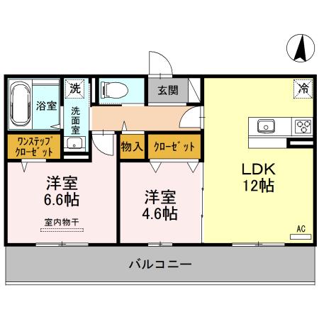 VILLA PINO 美原(2LDK/3階)の間取り写真