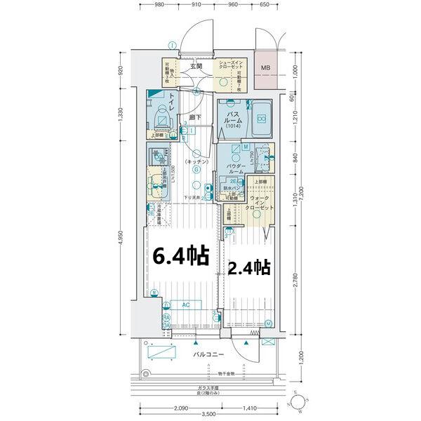 エステムコート名古屋葵(1DK/13階)の間取り写真