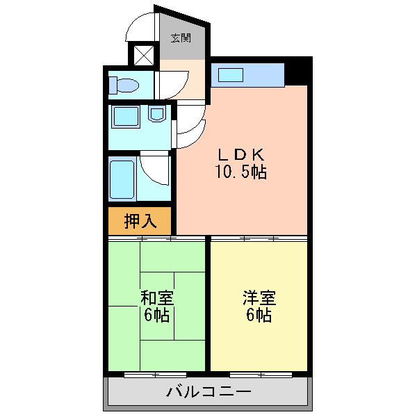 ヴィラエスポワール(2LDK/2階)の間取り写真