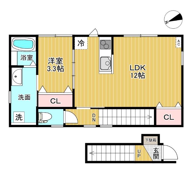 INTEGRAL ISHIKURAMACHI(1LDK/2階)の間取り写真