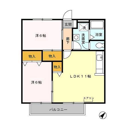 ジャックパレスVI(2LDK/2階)の間取り写真