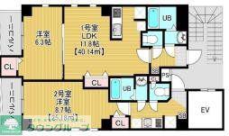 AXIS東浅草(1LDK/7階)の間取り写真