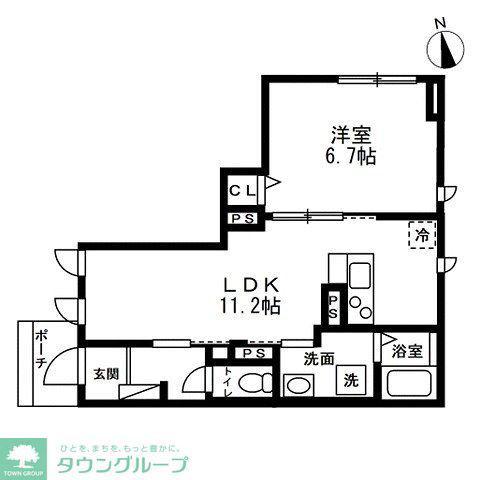 D-ROOM 尾久王子(1LDK/1階)の間取り写真