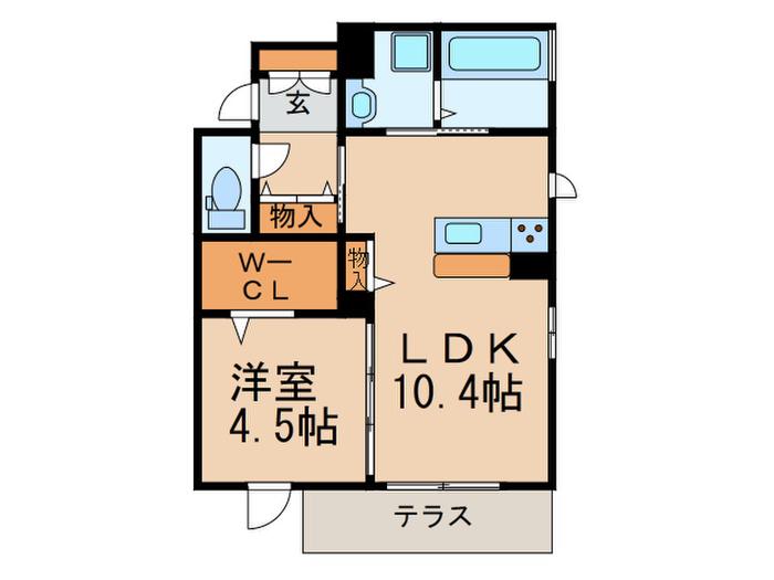 キャッスル多の津(1LDK/1階)の間取り写真