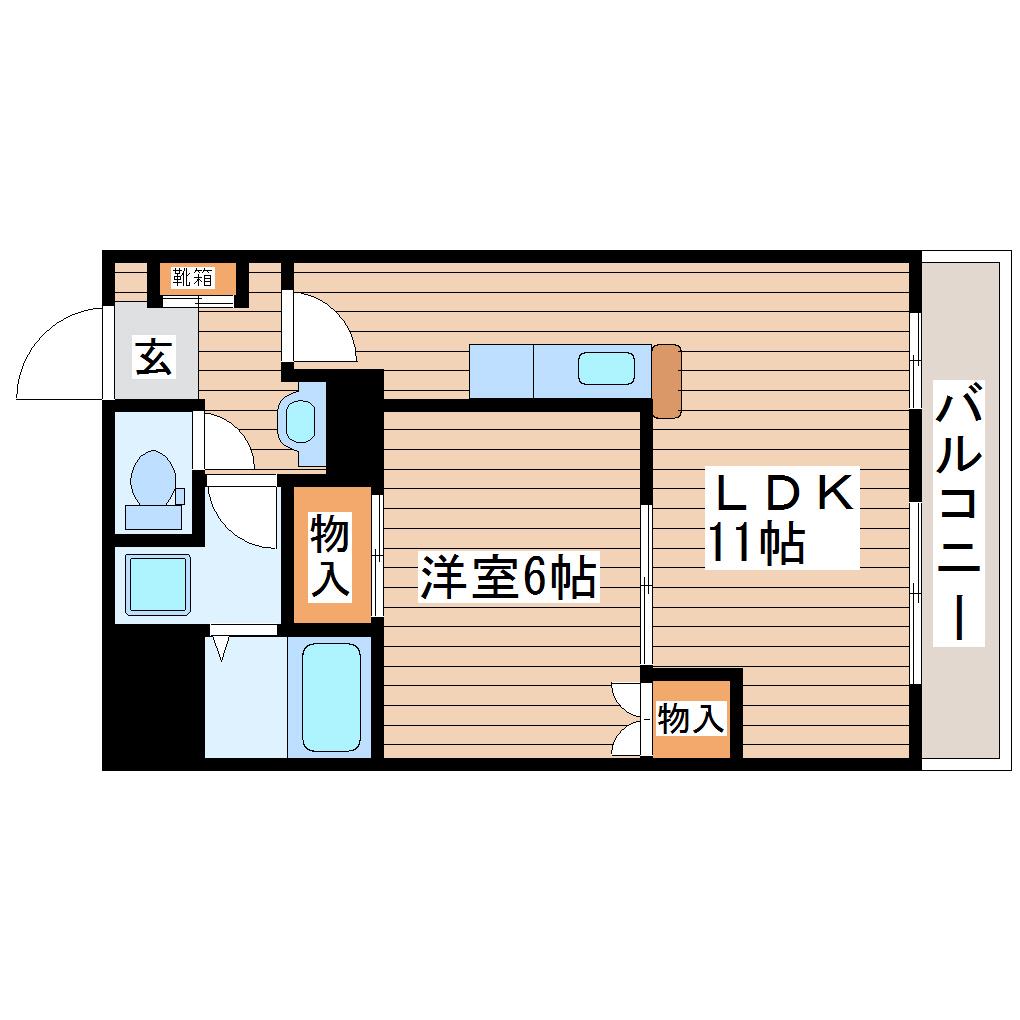 サンコート円B棟(1LDK/2階)の間取り写真