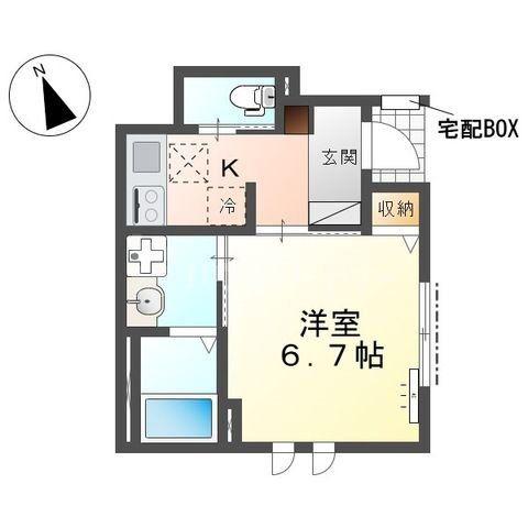 KIRAMEKI 煌(1K/1階)の間取り写真
