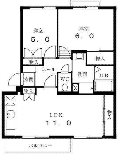グリーンフィールズ(2LDK/1階)の間取り写真