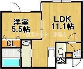 CONAN相生(1LDK/2階)の間取り写真