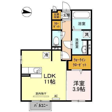 エクセレンス(1LDK/2階)の間取り写真