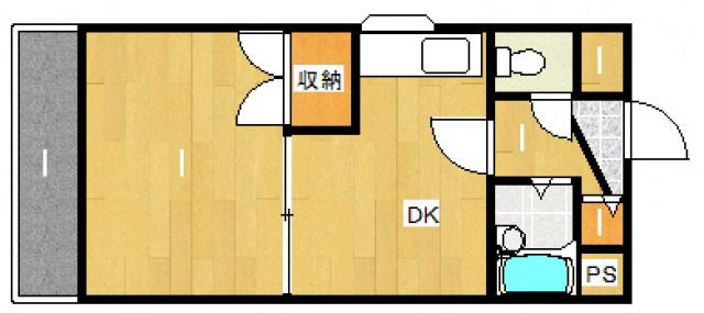サンハイム庚午南(1DK/6階)の間取り写真