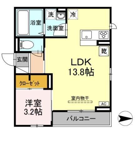 フェリエIV(1LDK/2階)の間取り写真