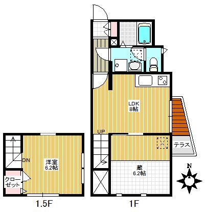 ウィステリア千早(1SLDK/1階)の間取り写真
