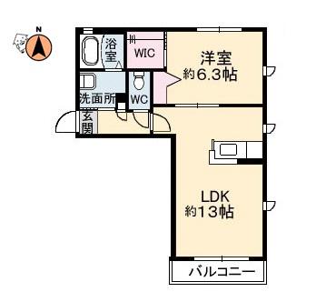 沖洲 清流荘 2(1LDK/1階)の間取り写真