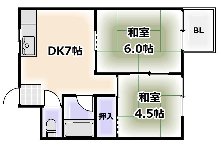 サンシャインMKM大池(2DK/5階)の間取り写真