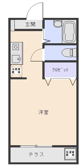 ルクスエテルナ菊陽(1K/1階)の間取り写真