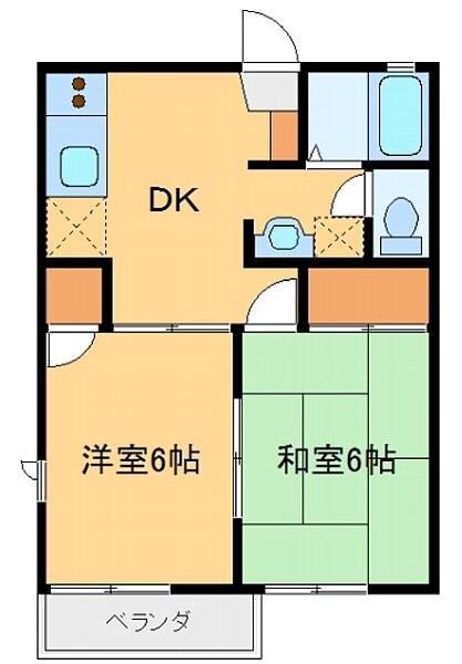 クレベール(2DK/2階)の間取り写真