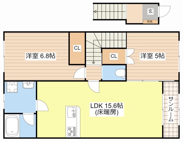 グランフォレスト(2LDK/2階)の間取り写真