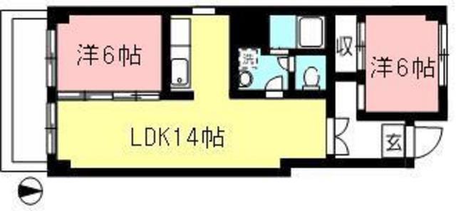 ツインヒルズB(2LDK/3階)の間取り写真