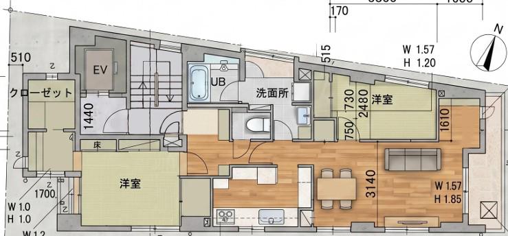 ツインリーフ立教南(2LDK/2階)の間取り写真