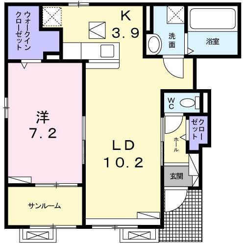 ブレッザ マリーナ(1LDK/1階)の間取り写真