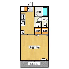 ヴィラゆずりは(1K/2階)の間取り写真