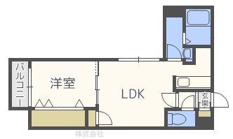 プレチオーサ(1LDK/3階)の間取り写真