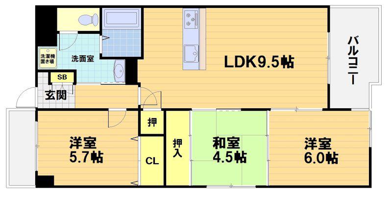 アーネスト西大路(3LDK/7階)の間取り写真