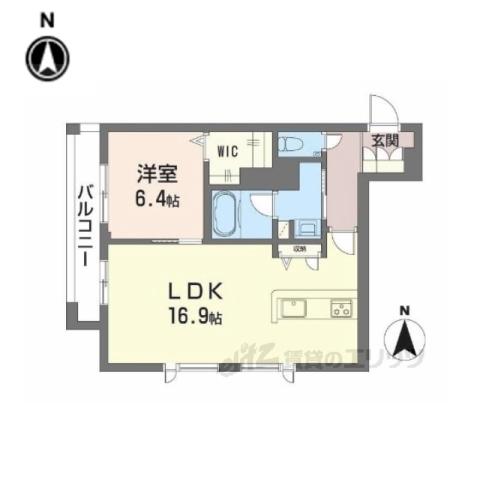 シャーメゾンカルム光月(1LDK/2階)の間取り写真