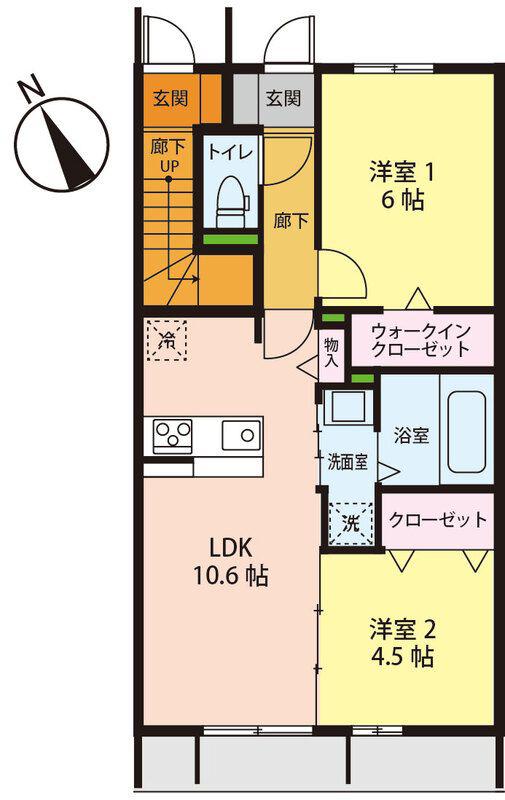ボヌール光正寺(2LDK/1階)の間取り写真
