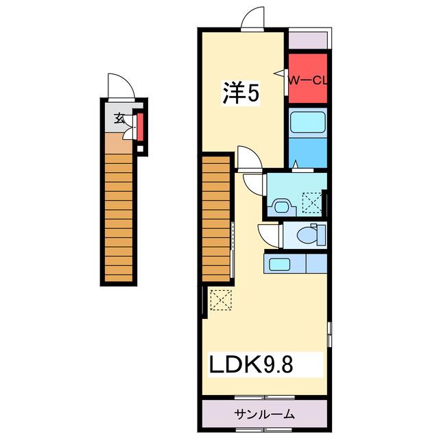 ベルクロスロード(1LDK/2階)の間取り写真