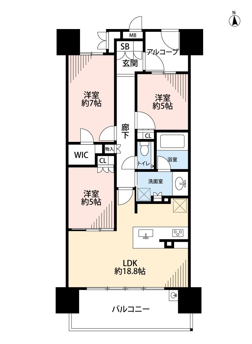アルバックス岡崎駅東(3LDK/11階)の間取り写真