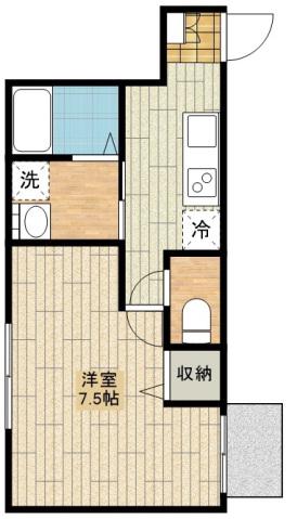 PLUMAS北野(1K/2階)の間取り写真