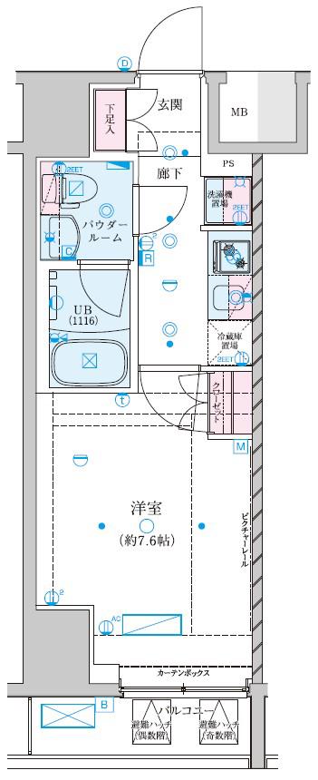 GENOVIA川崎VII(1K/15階)の間取り写真
