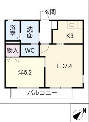 コルザ相見(1LDK/1階)の間取り写真