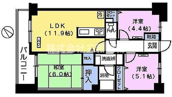 メルベーユ丸山台(3LDK/7階)の間取り写真