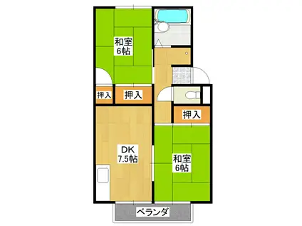 サンシティ大畑(2DK/1階)の間取り写真