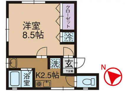 メゾンパインヒル(1K/1階)の間取り写真
