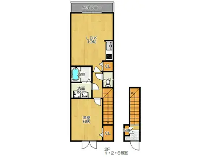 BENTORNATI(1LDK/2階)の間取り写真