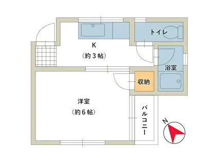 ハイツ範(1K/3階)の間取り写真