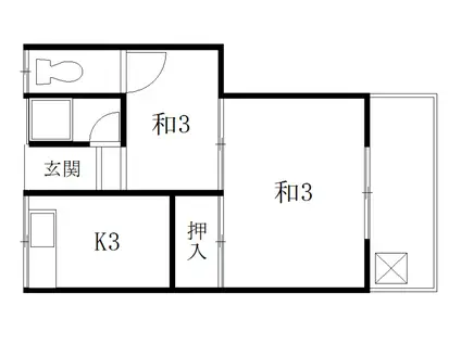 南海本線 紀ノ川駅 徒歩7分 1階建 築50年(2K/1階)の間取り写真