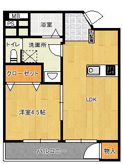 メゾン新浜(1DK/1階)の間取り写真