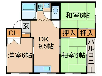 中村マンション(3DK/3階)の間取り写真