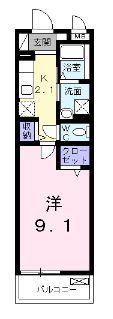 ルクレイル西桜町(1K/1階)の間取り写真
