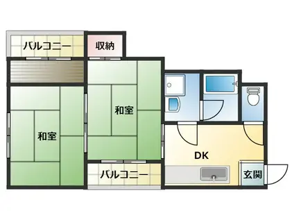 サンネ岡本(2DK/3階)の間取り写真