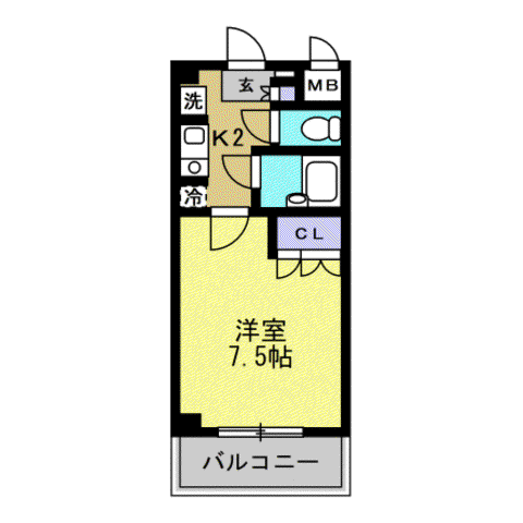 ソレイユ畷(1K/1階)の間取り写真