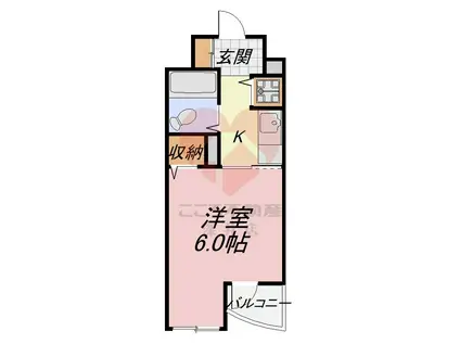 ジョイフル堺(ワンルーム/6階)の間取り写真