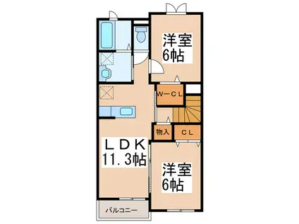 DINOSAURII・E・K(2LDK/2階)の間取り写真