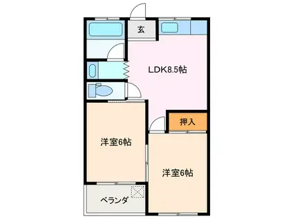 塩崎マンション(2LDK/1階)の間取り写真