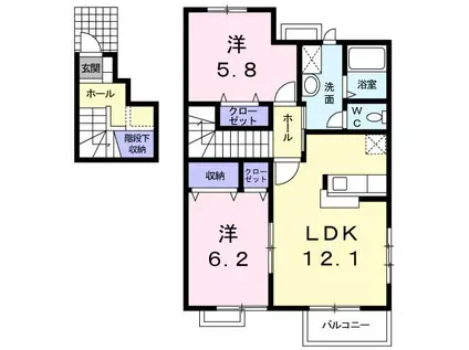 プリマベーラ(2LDK/2階)の間取り写真